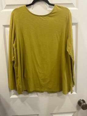 J Jill  Long Sleeve T-Shirt Round Neck split back cotton blend size 1x EUC
